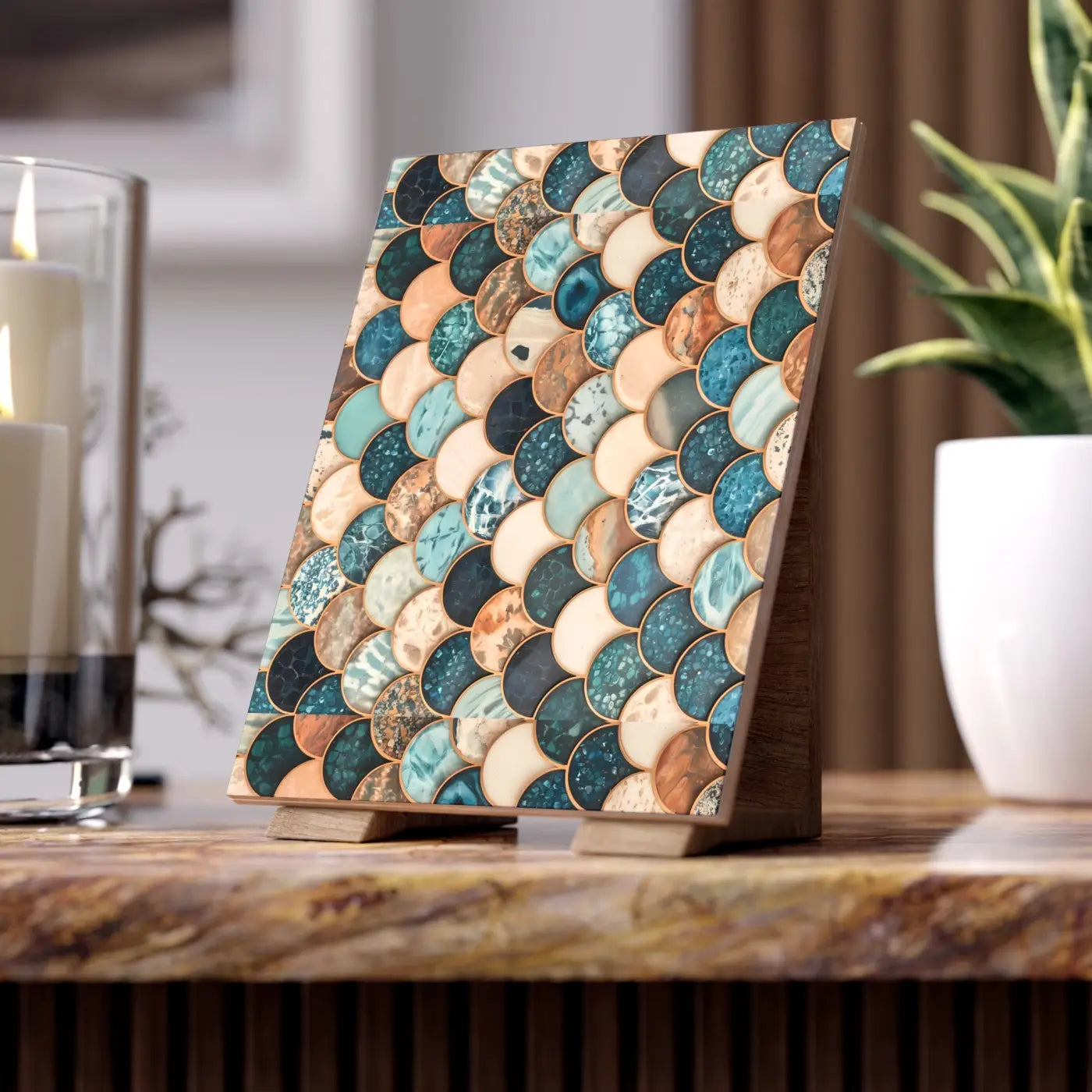 Marble Textured Fish Scales Ceramic Wall Tile - DipaliZ