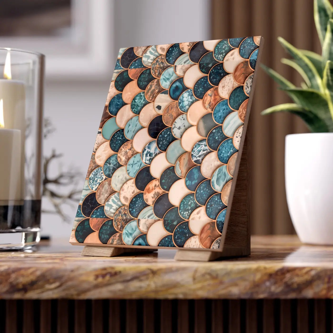 Marble Textured Fish Scales Ceramic Wall Tile - DipaliZ