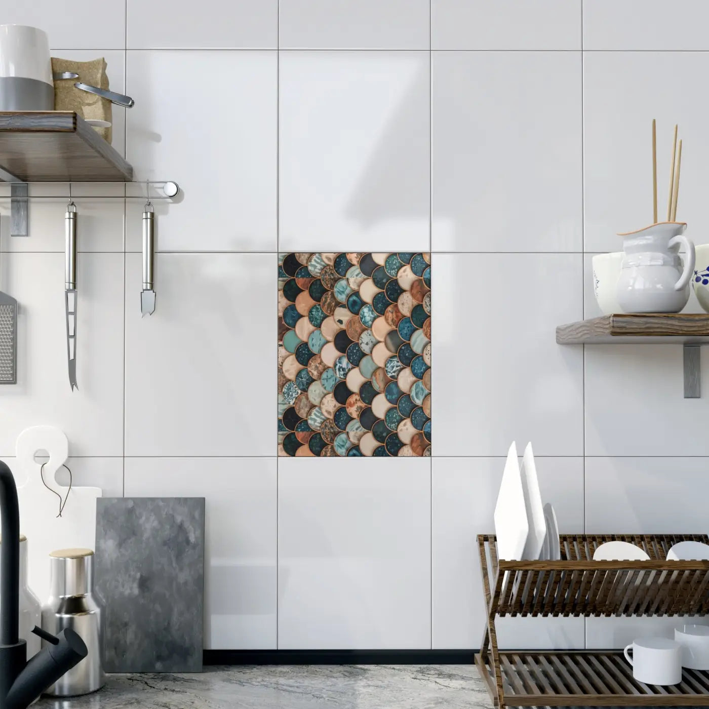 Marble Textured Fish Scales Ceramic Wall Tile - DipaliZ