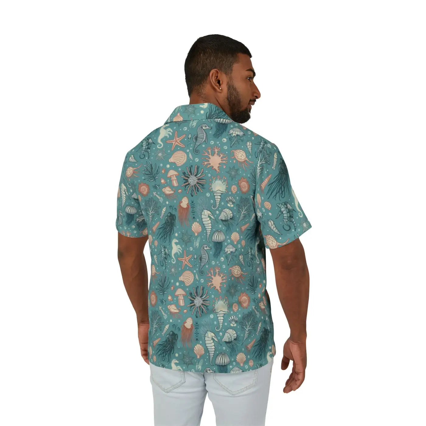Vibrant Hawaiian Camp Shirt - Marine Animals Design - DipaliZ