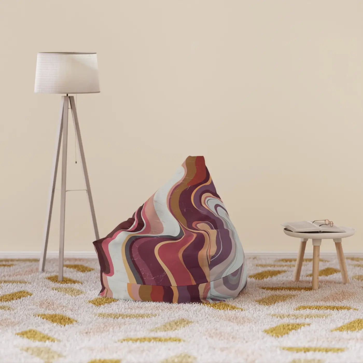 Maroon Marble Bean Bags Cover - Cozy and Stylish Decor - DipaliZ