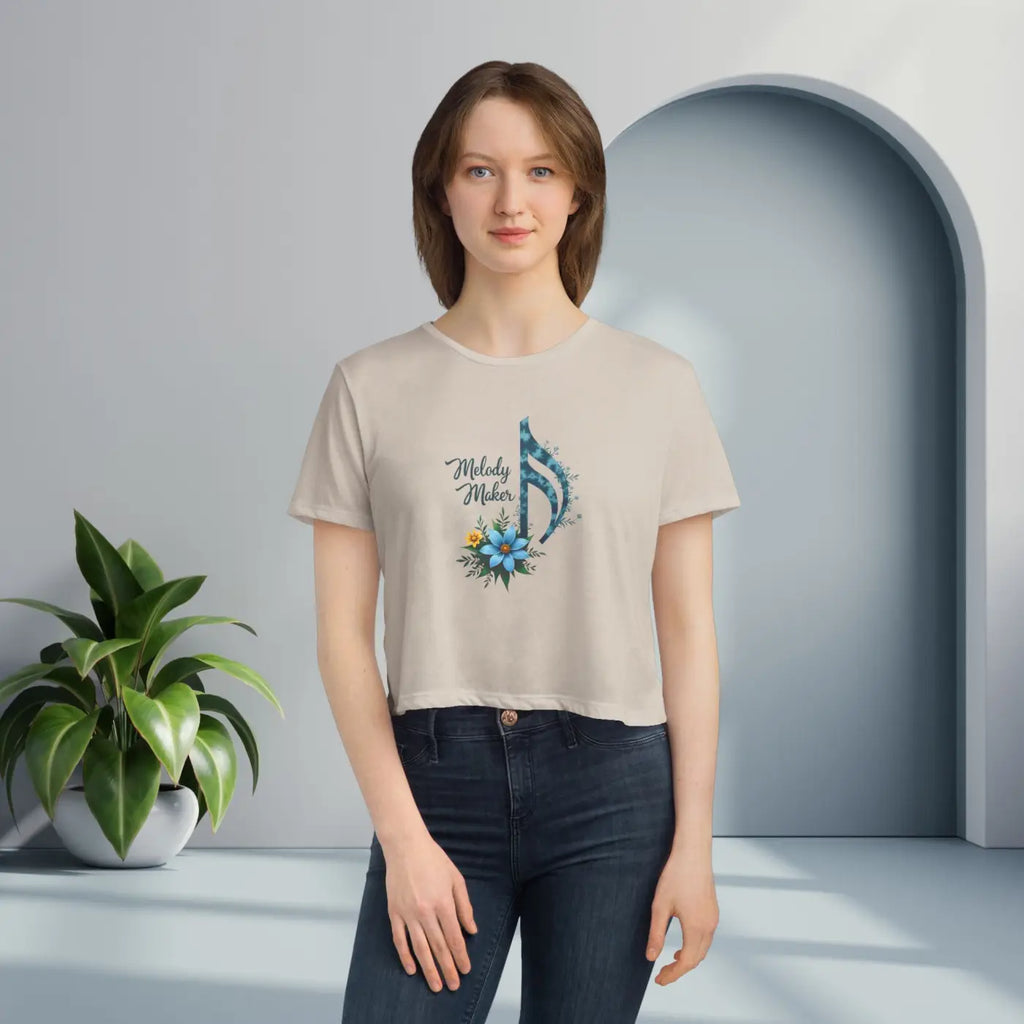 Flowy Cropped Tee - Music Lover Style - DipaliZ