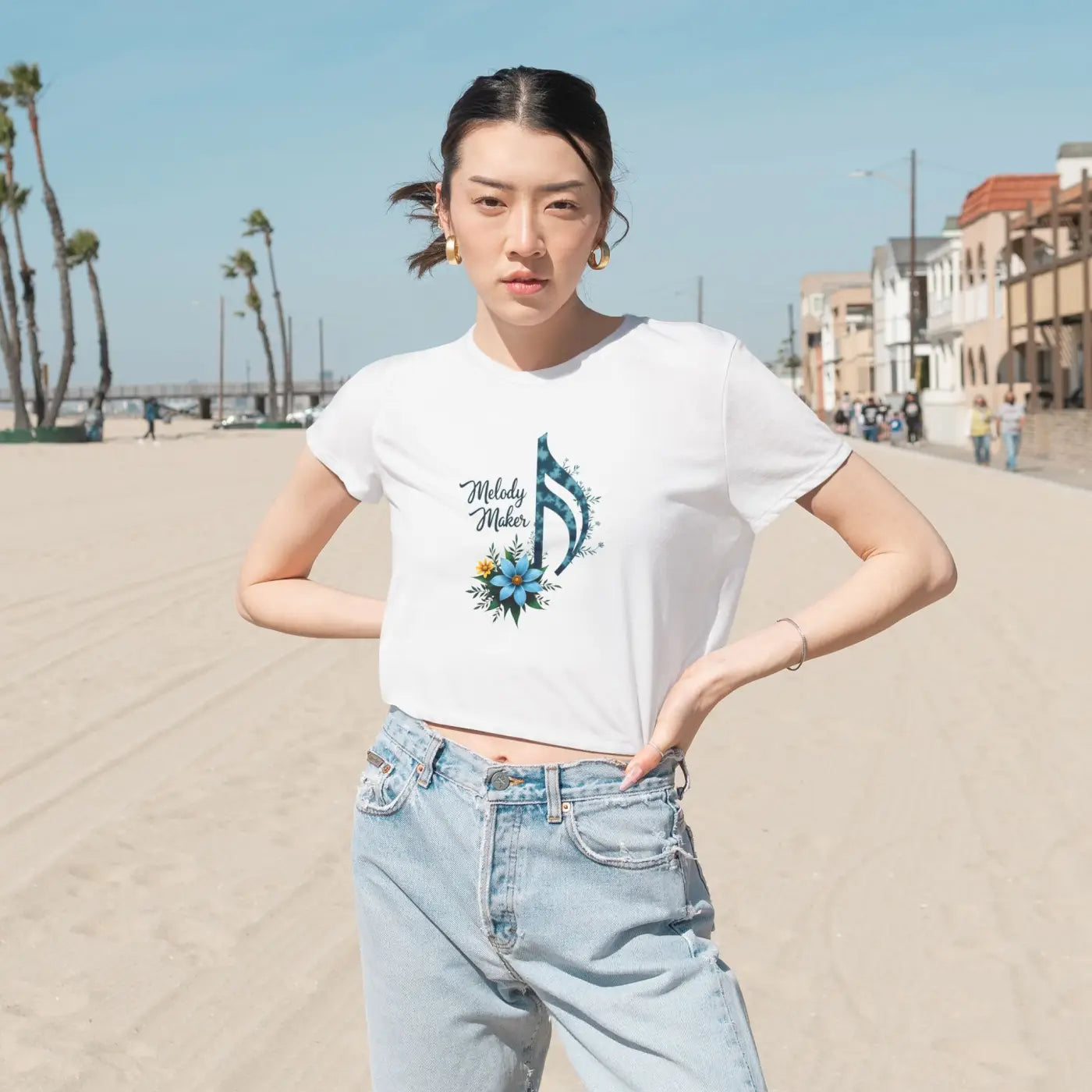 Flowy Cropped Tee - Music Lover Style - DipaliZ