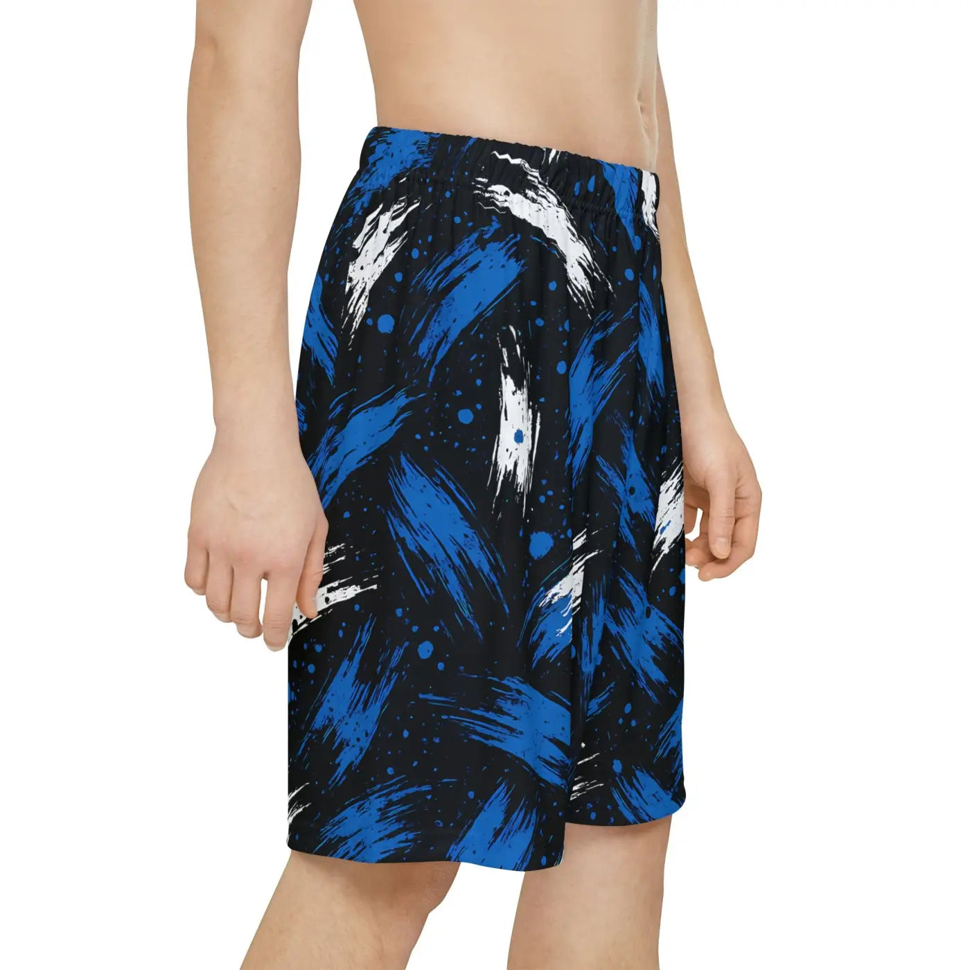 Bold Blue Brushstroke Athletic Shorts - Casual Summer - DipaliZ