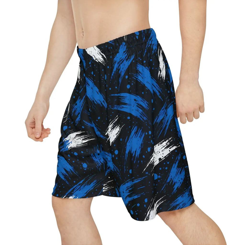 Bold Blue Brushstroke Athletic Shorts - Casual Summer - DipaliZ