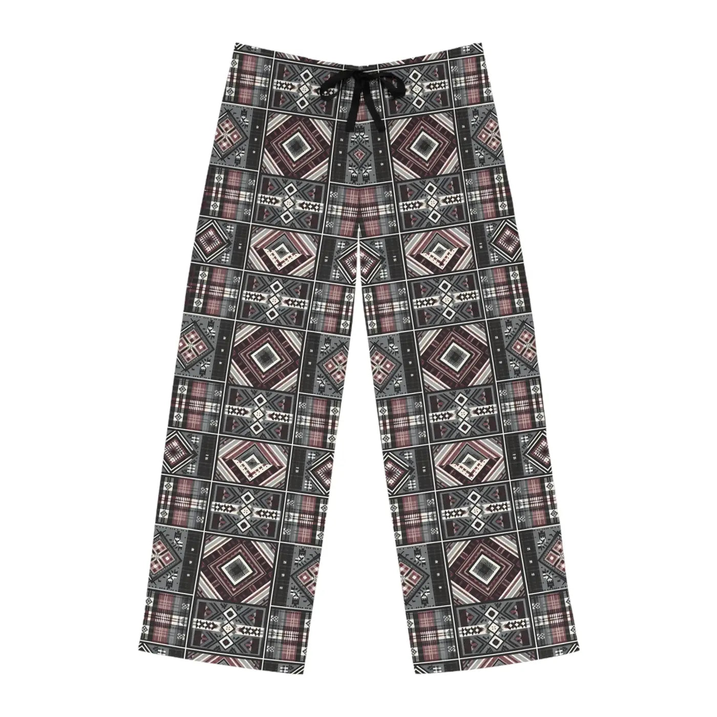 Cozy Plaid Pajama Pants - Polyester Jersey Loungewear - DipaliZ