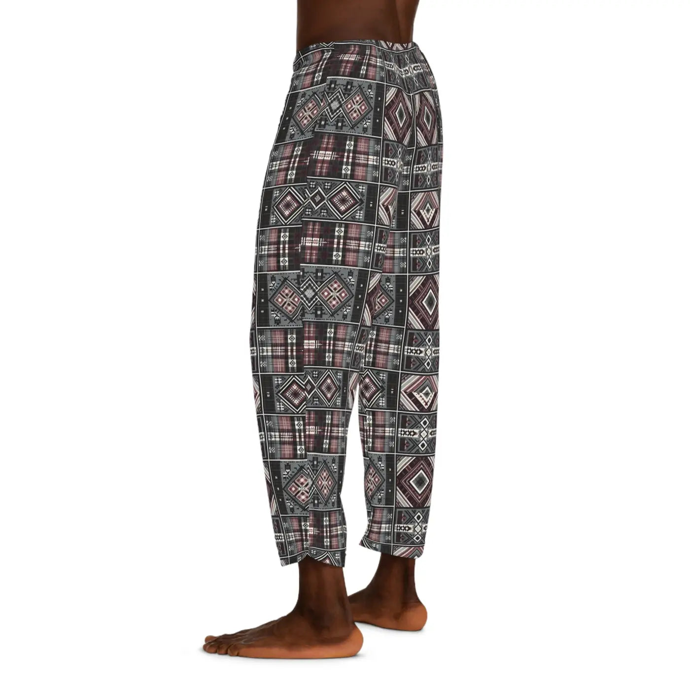 Cozy Plaid Pajama Pants - Polyester Jersey Loungewear - DipaliZ