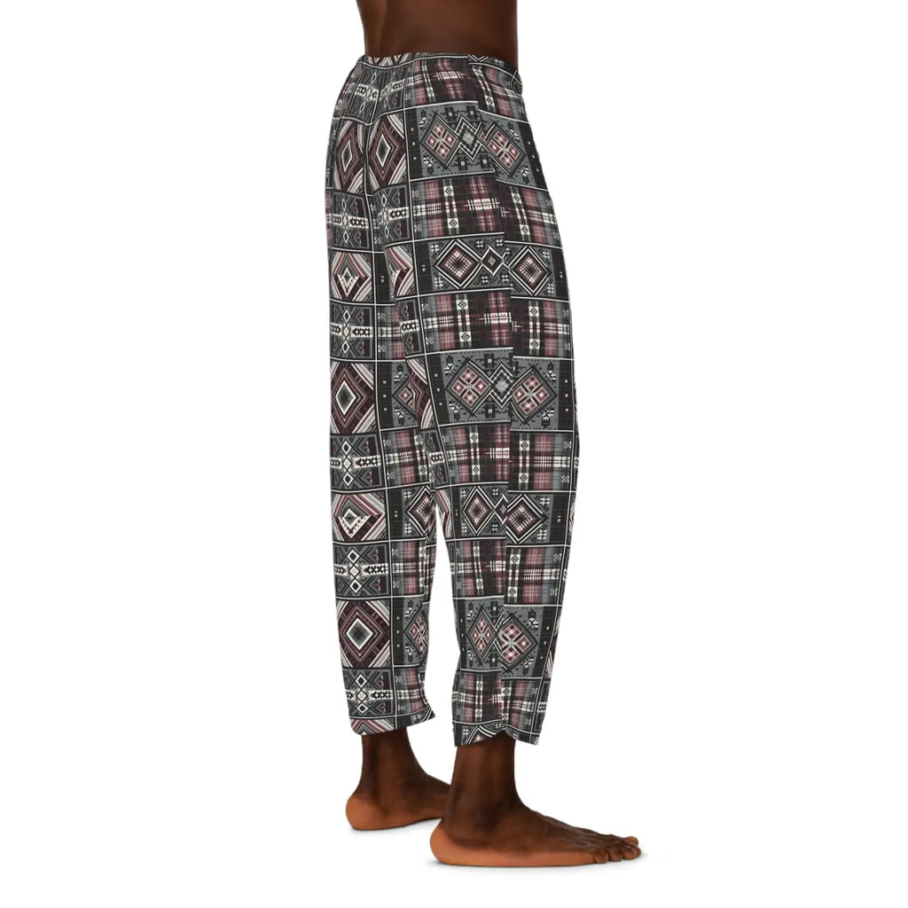 Cozy Plaid Pajama Pants - Polyester Jersey Loungewear - DipaliZ