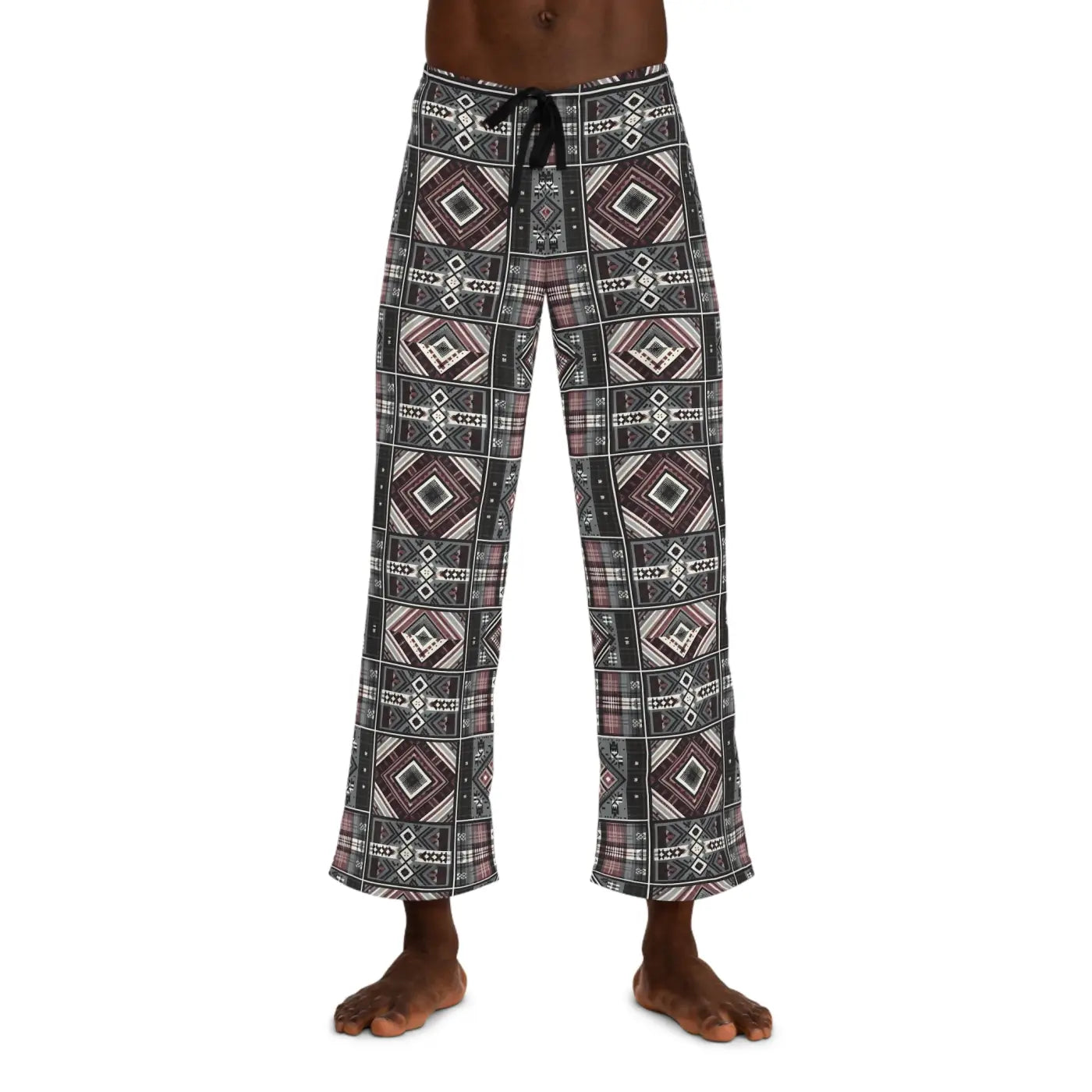 Cozy Plaid Pajama Pants - Polyester Jersey Loungewear - DipaliZ