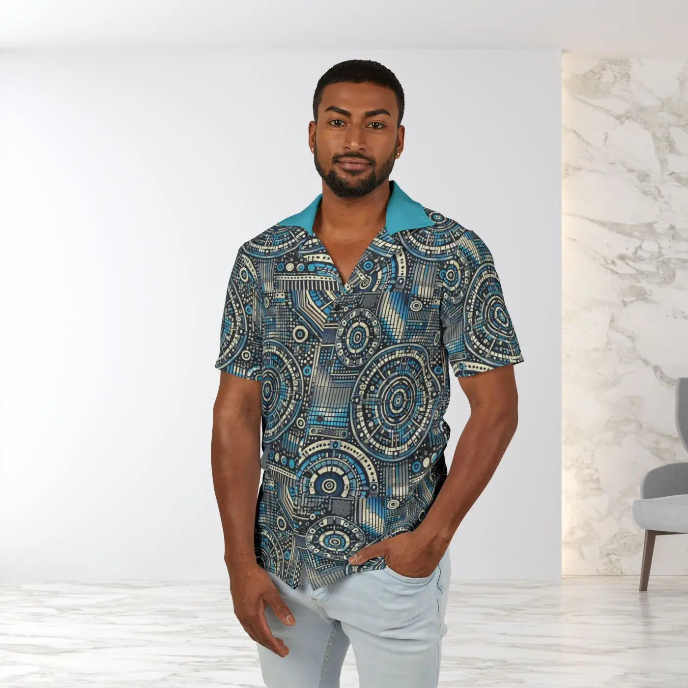 Men's Hawaiian Camp Shirt - Vibrant Summer Beach Vibes - DipaliZ