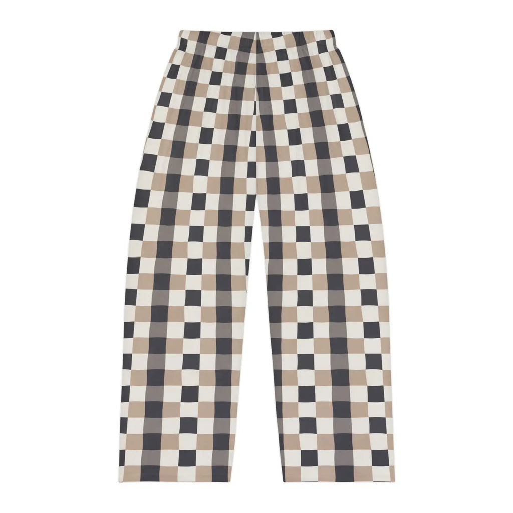 Black Check Plaid Lounge Pants - Cotton Comfort - DipaliZ