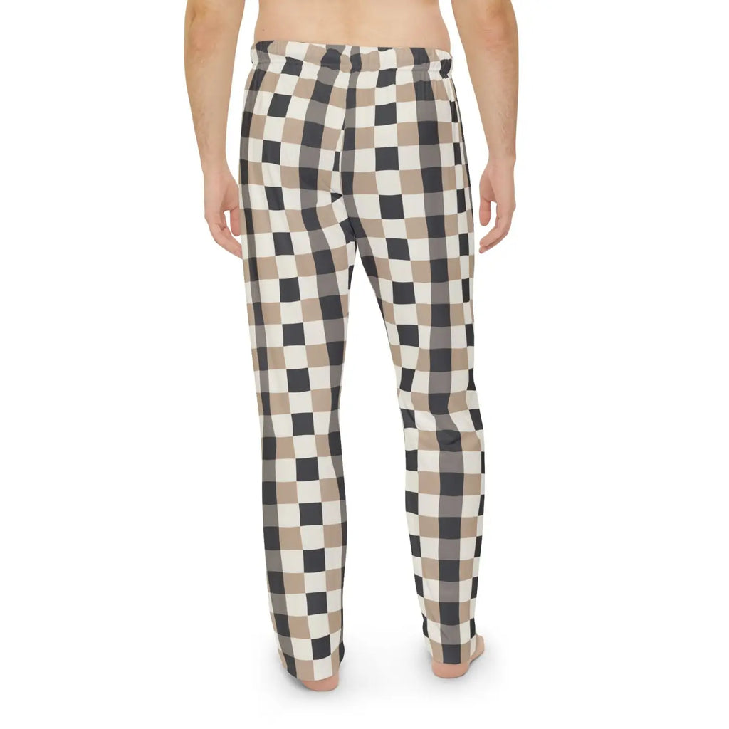 Black Check Plaid Lounge Pants - Cotton Comfort - DipaliZ