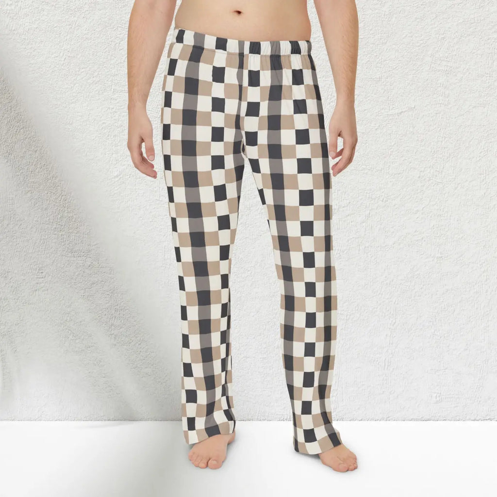 Black Check Plaid Lounge Pants - Cotton Comfort - DipaliZ