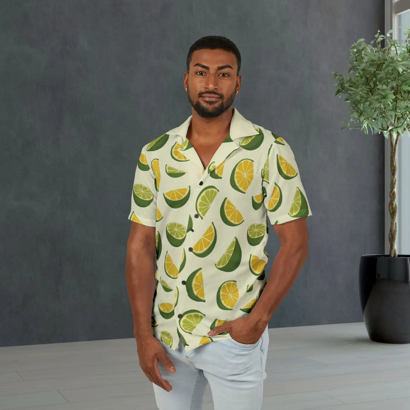Tropical Citrus Camp Shirt - Summer Vacation Style - DipaliZ