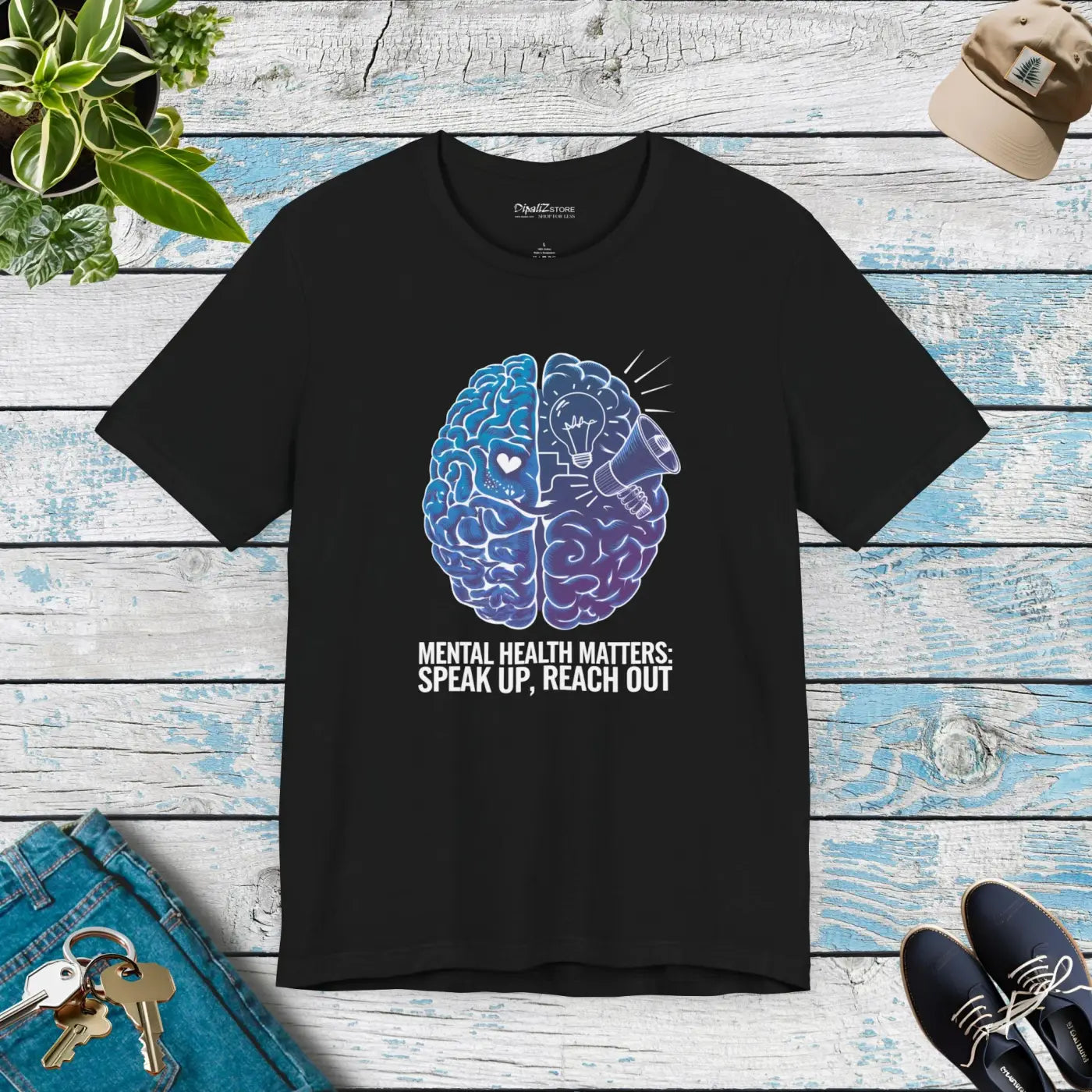 Mental Health Awareness Unisex Jersey Tee - Brain Design - DipaliZ