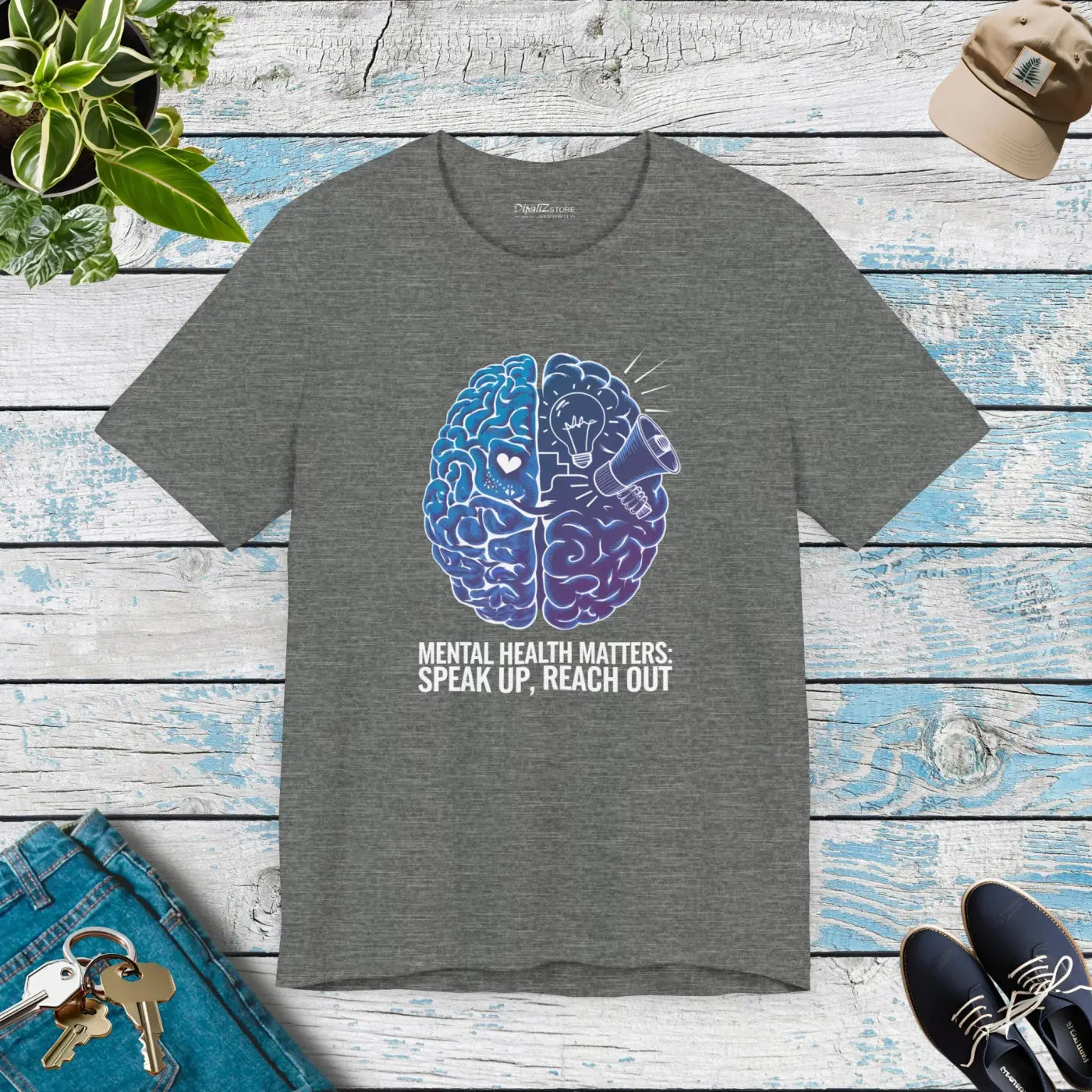 Mental Health Awareness Unisex Jersey Tee - Brain Design - DipaliZ