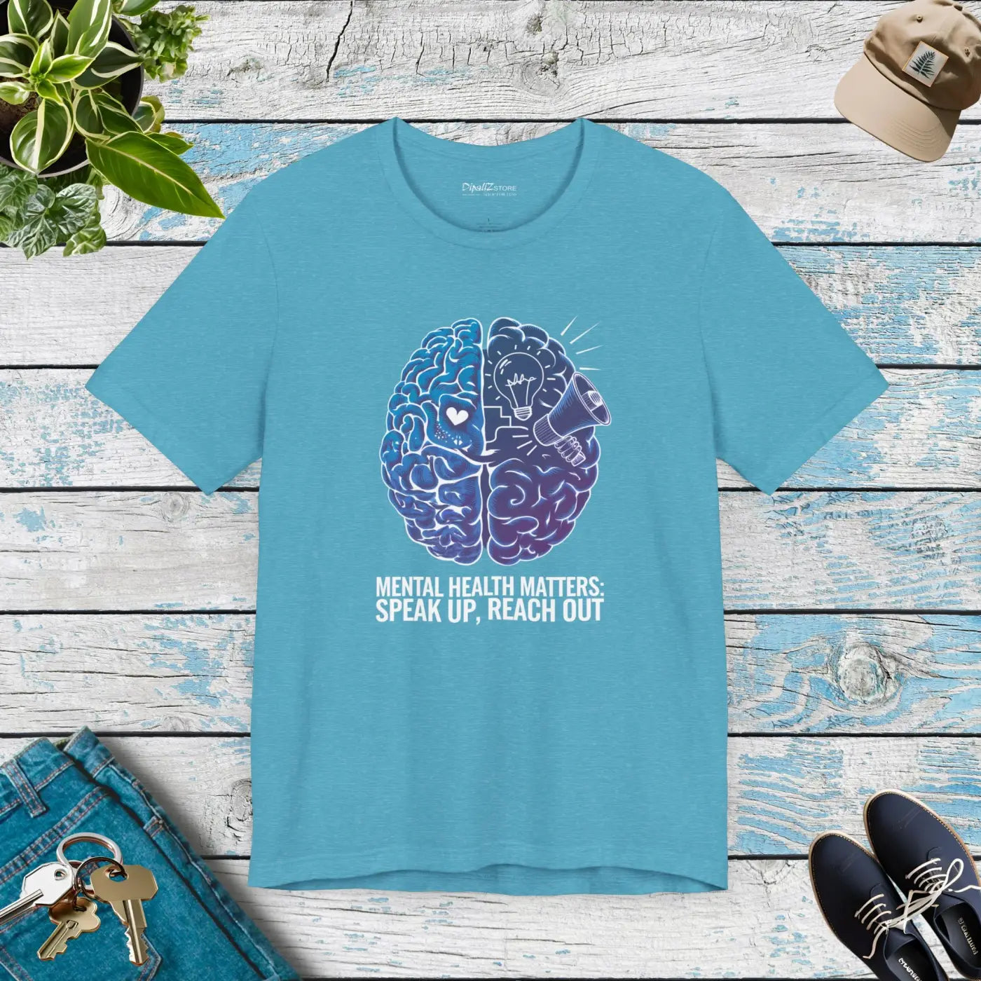 Mental Health Awareness Unisex Jersey Tee - Brain Design - DipaliZ