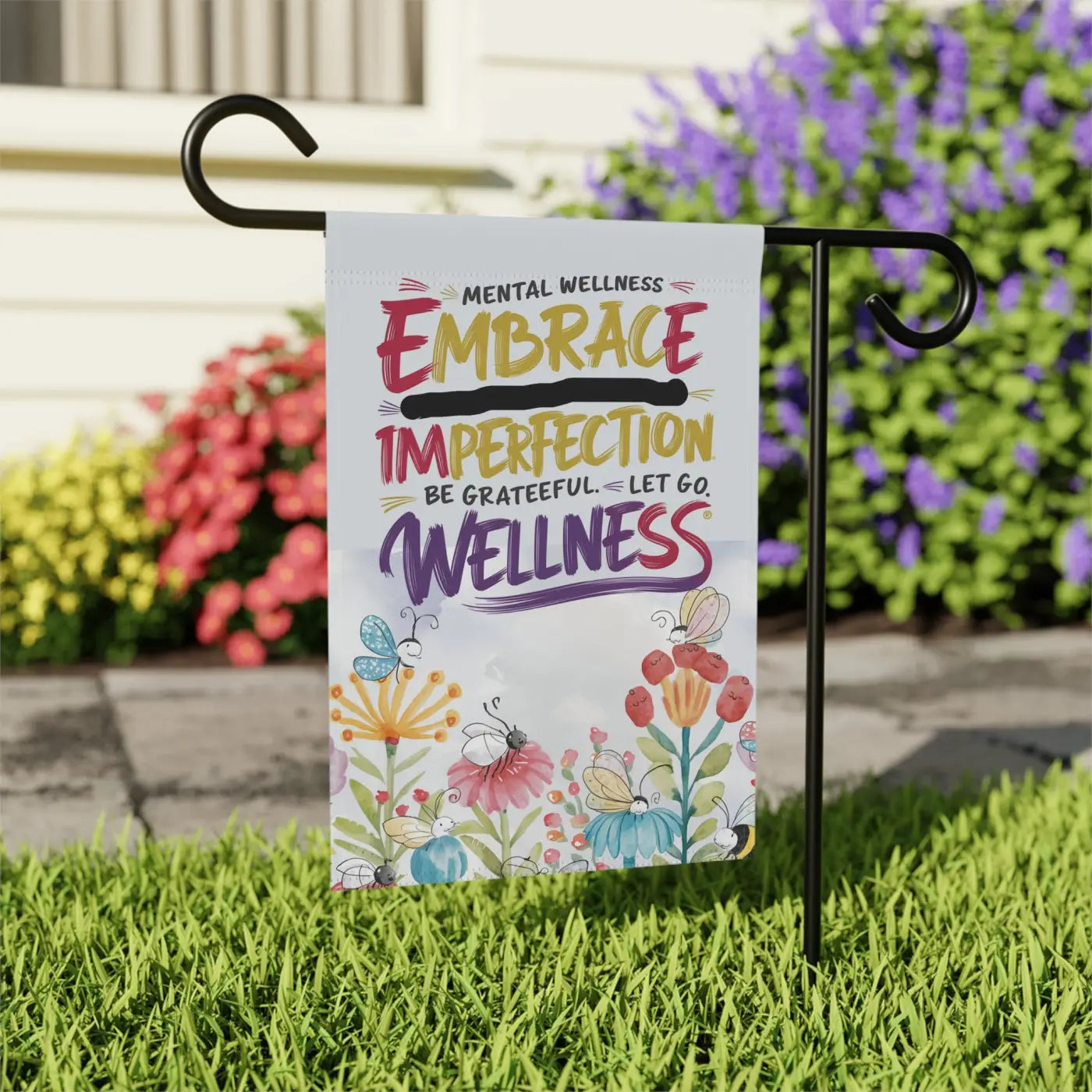 Vibrant Mental Wellness House Banner - Garden Decor - DipaliZ