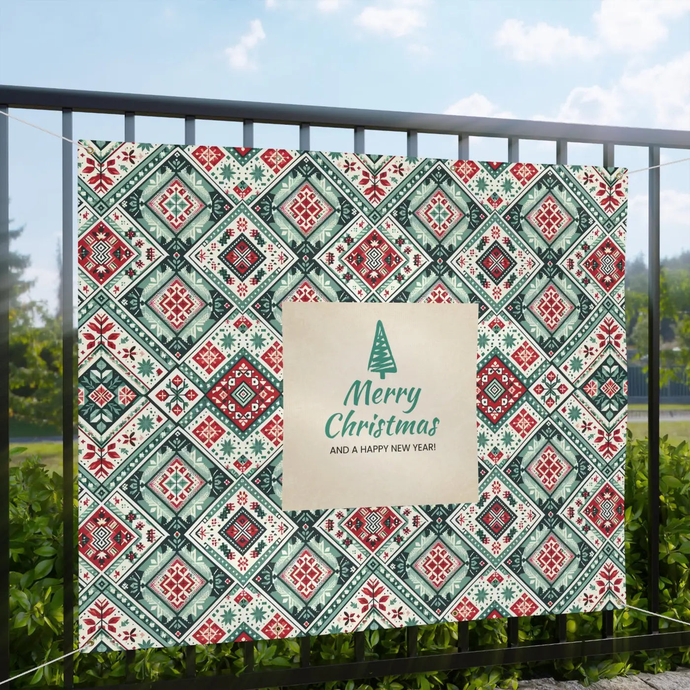 Merry Christmas Matte Banner - Scrim Vinyl with Grommets - DipaliZ