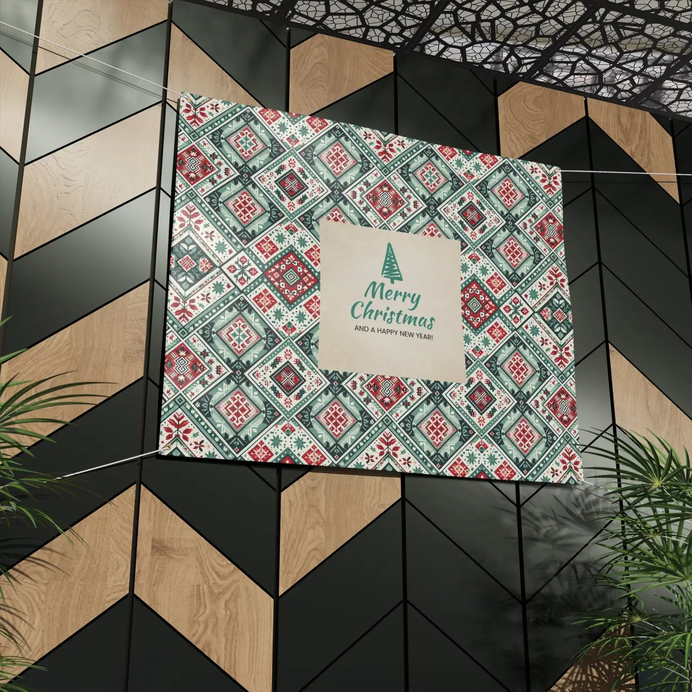 Merry Christmas Matte Banner - Scrim Vinyl with Grommets - DipaliZ