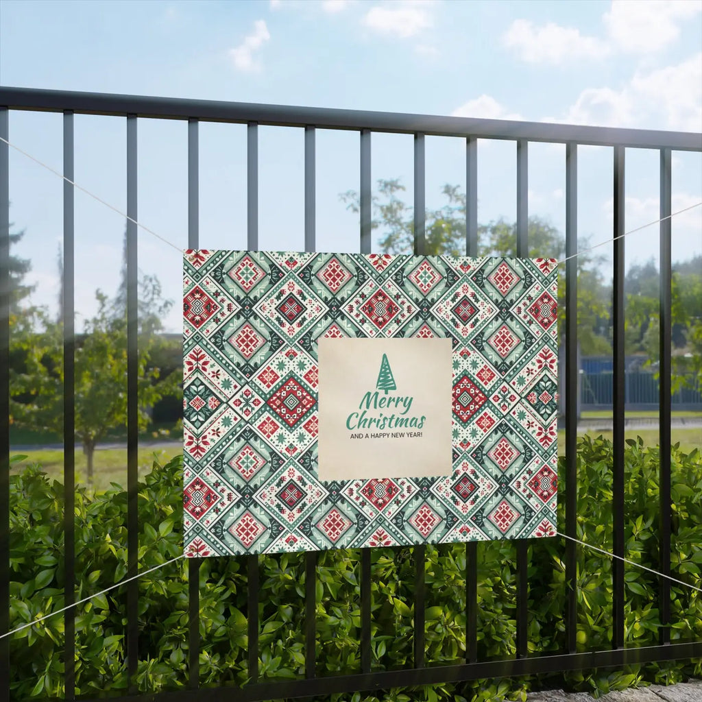 Merry Christmas Matte Banner - Scrim Vinyl with Grommets - DipaliZ