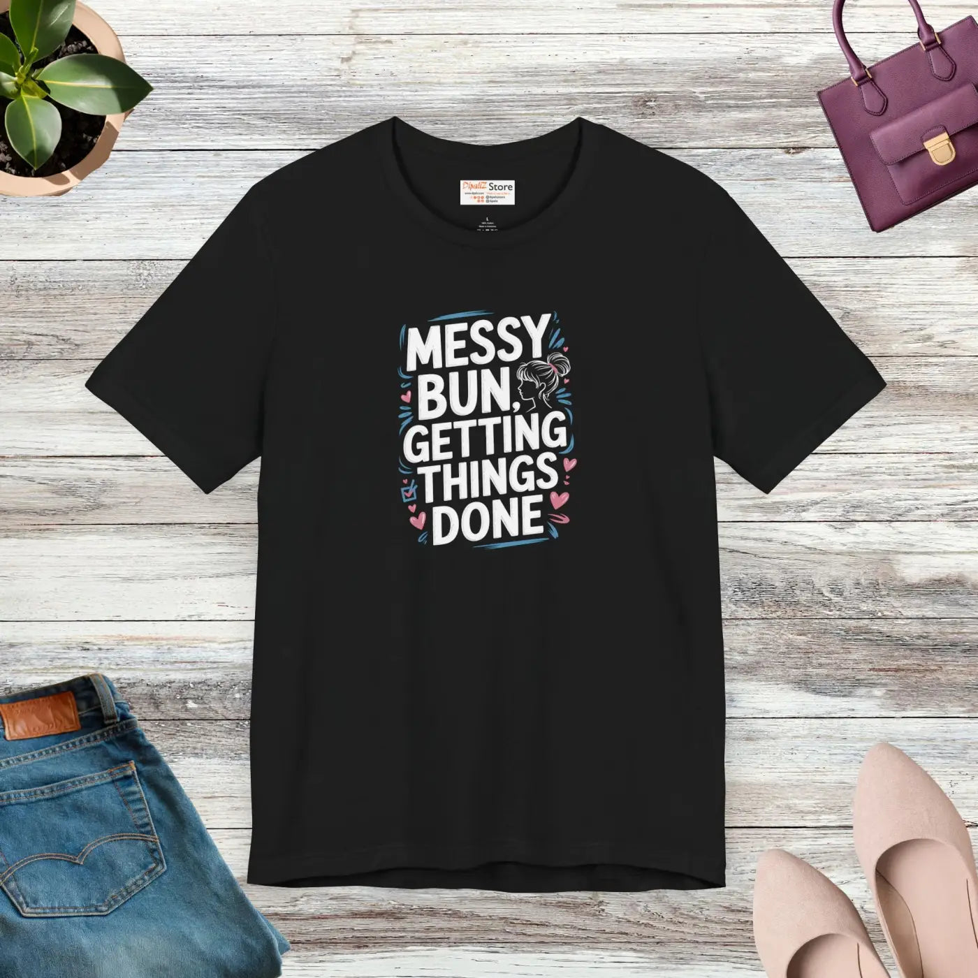 Messy Bun Unisex T-Shirt - Effortless Style for Busy Days - DipaliZ