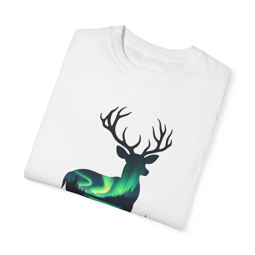 Michigan Aurora Deer Unisex Garment-Dyed T-Shirt - DipaliZ
