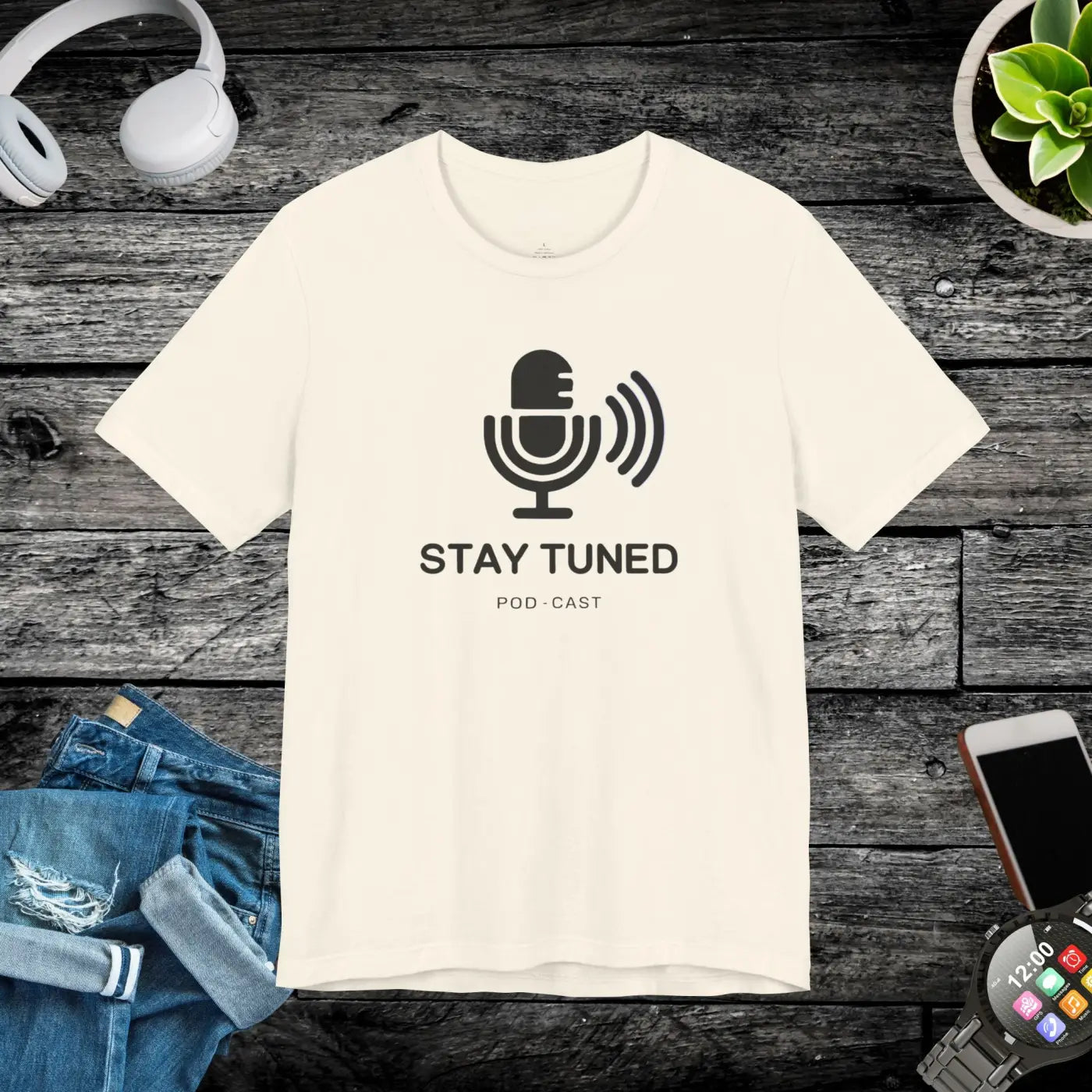 Stay Tuned Unisex Jersey Short Sleeve Tee - Microphone - DipaliZ