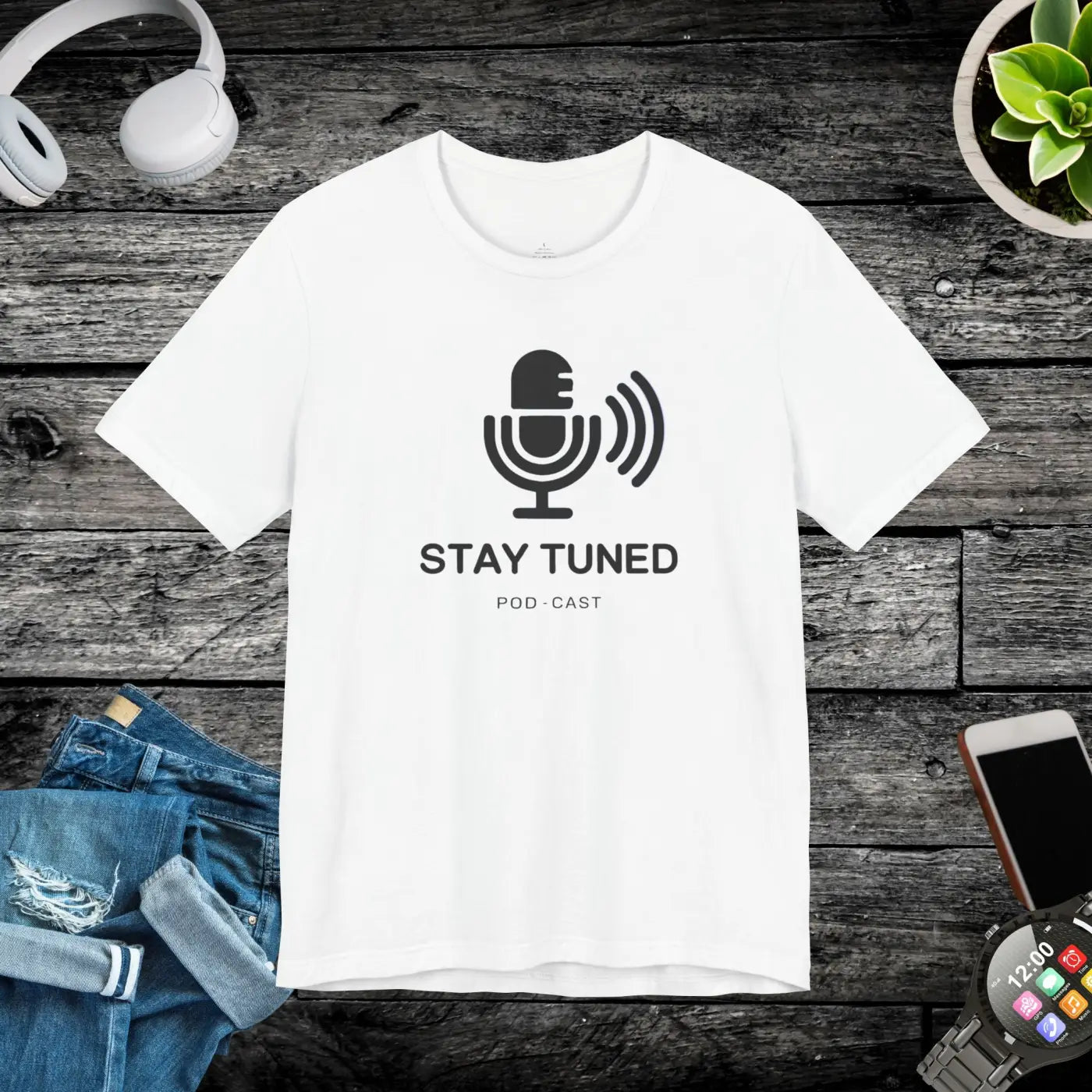 Stay Tuned Unisex Jersey Short Sleeve Tee - Microphone - DipaliZ