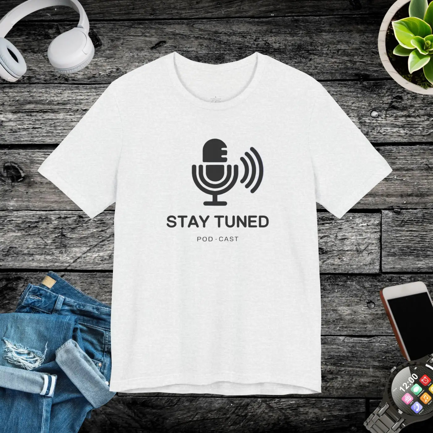 Stay Tuned Unisex Jersey Short Sleeve Tee - Microphone - DipaliZ