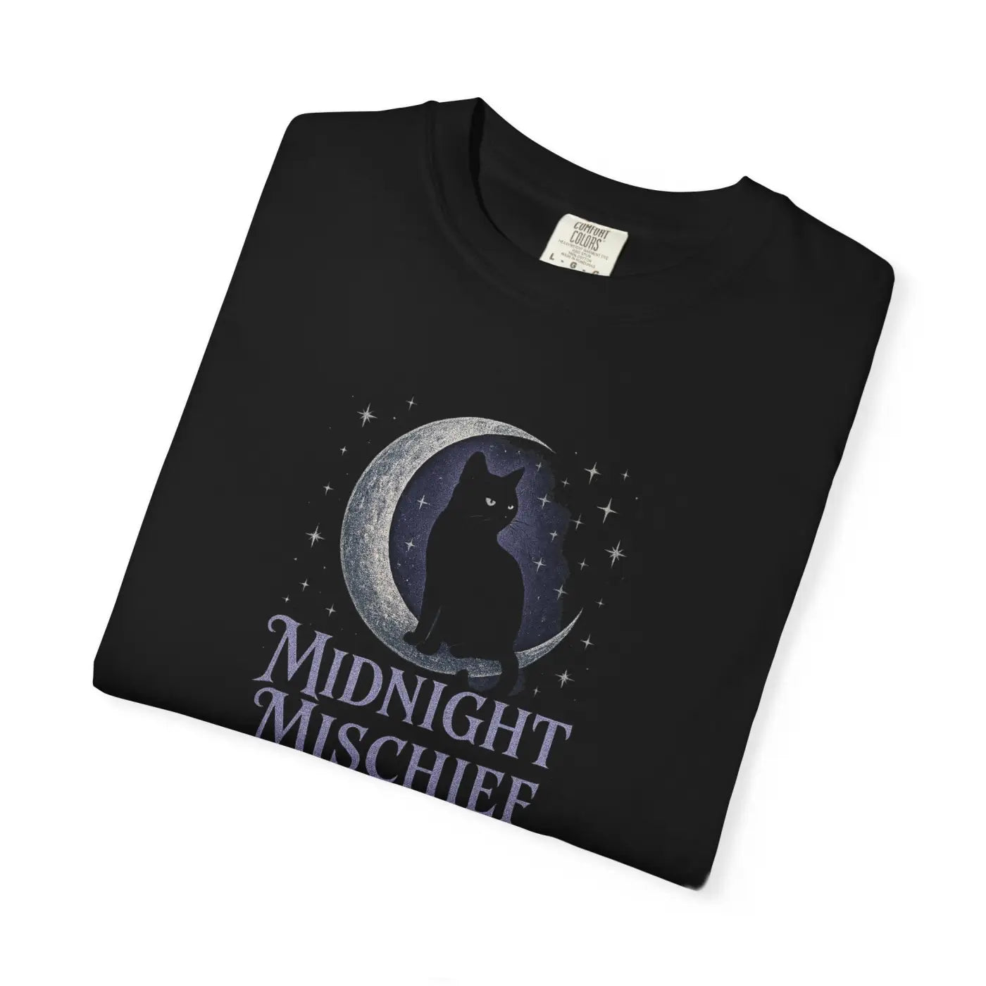 Midnight Mischief Cat T-Shirt - Moonlit Alley Style - DipaliZ
