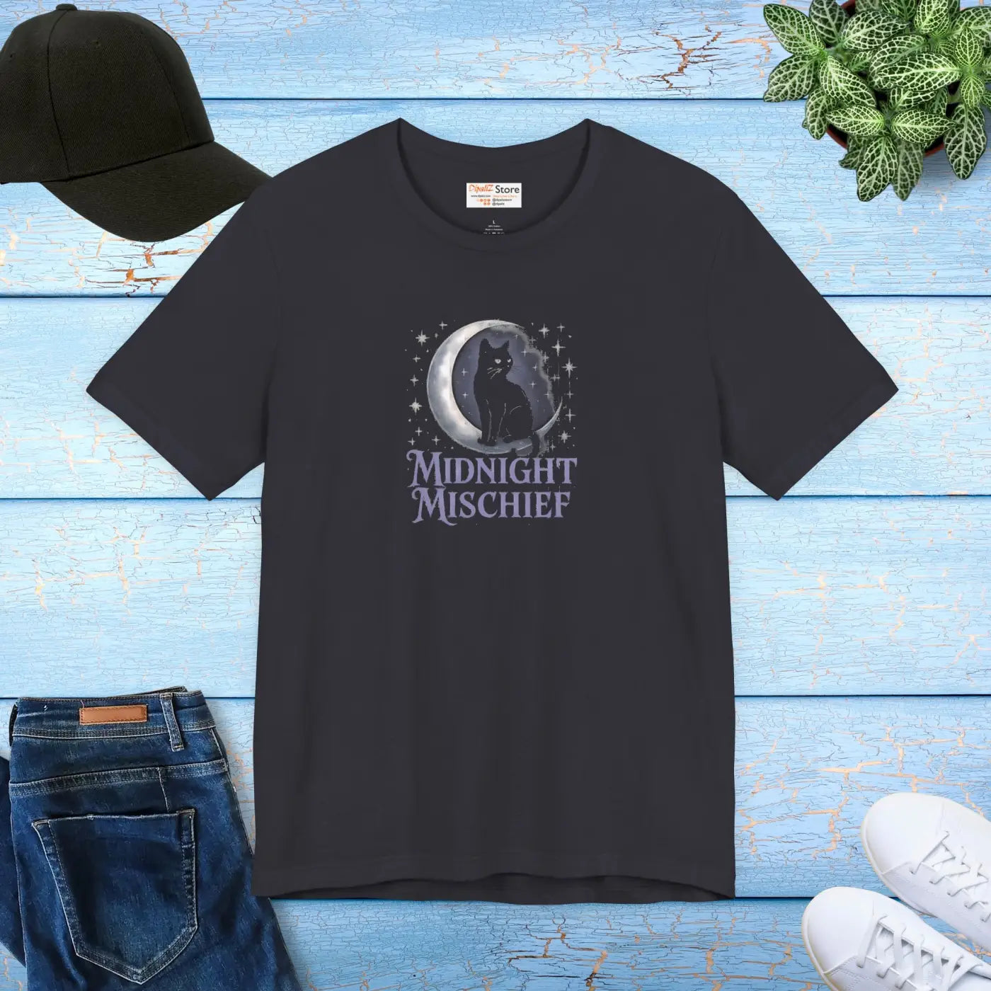 Spooky Cat Moon Unisex Jersey Short Sleeve Tee - DipaliZ