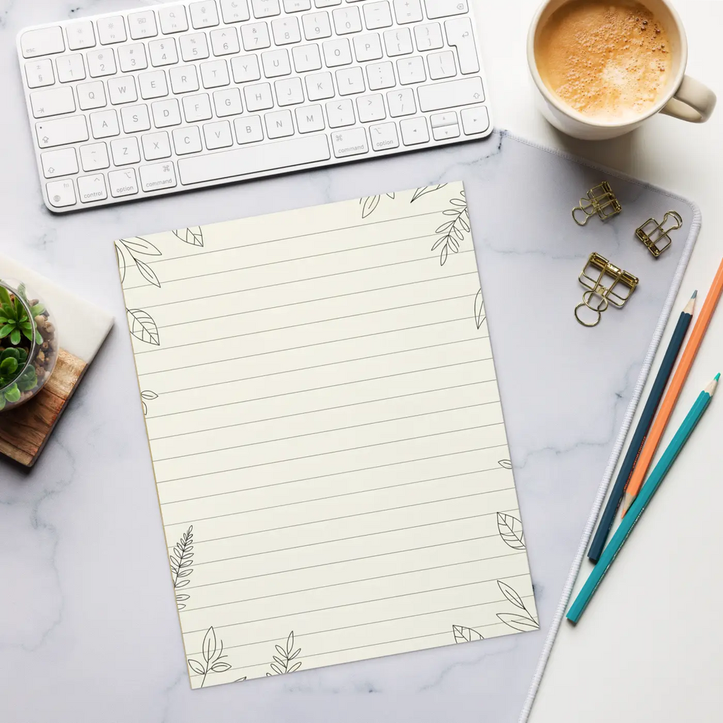 Leaf Pattern Ruled Notepad - Premium Paper Quality - DipaliZ