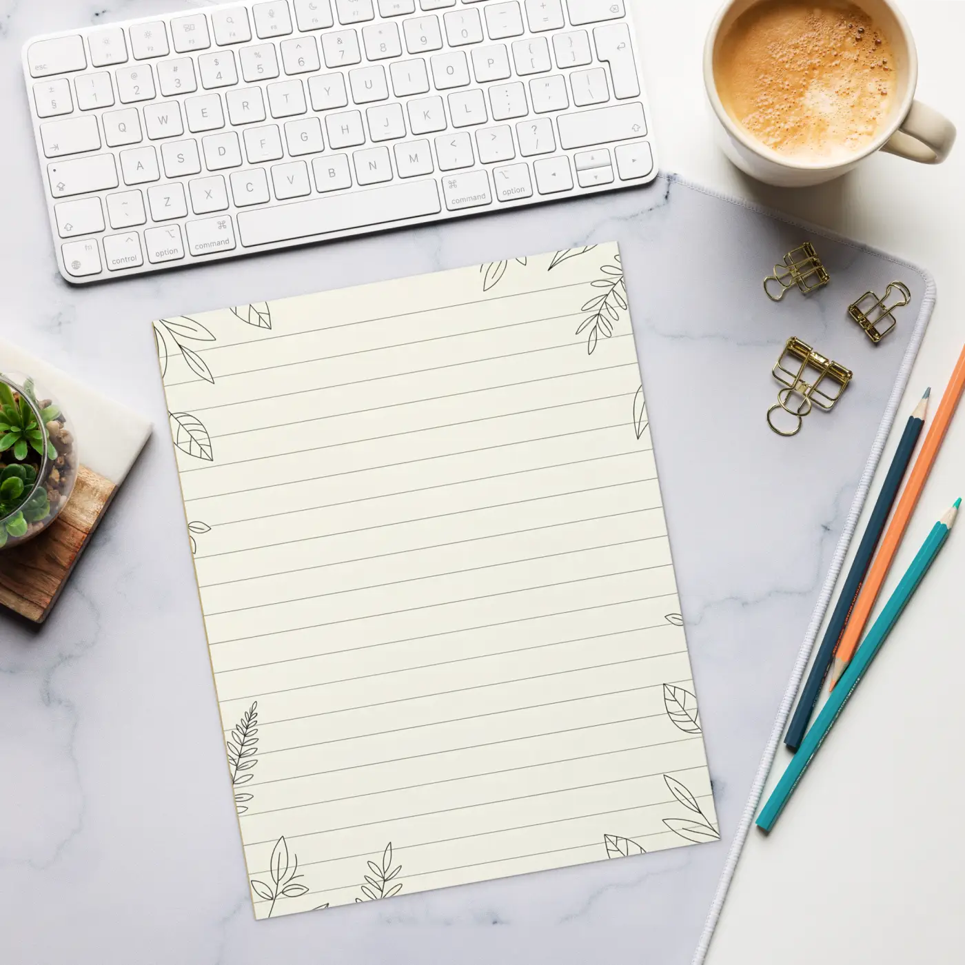 Leaf Pattern Ruled Notepad - Premium Paper Quality - DipaliZ