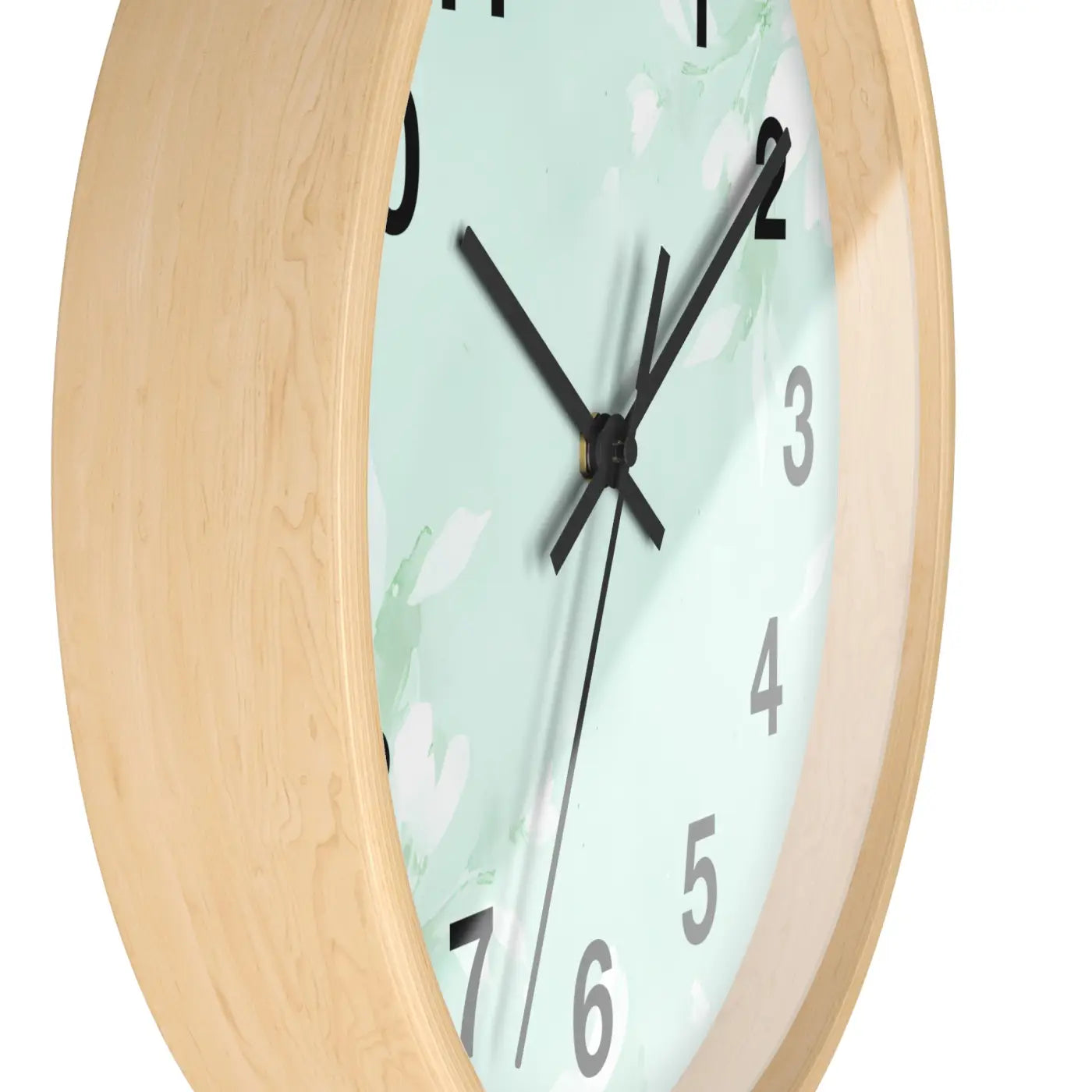 Mint Floral Wall Clock - Botanical Design Decor - DipaliZ