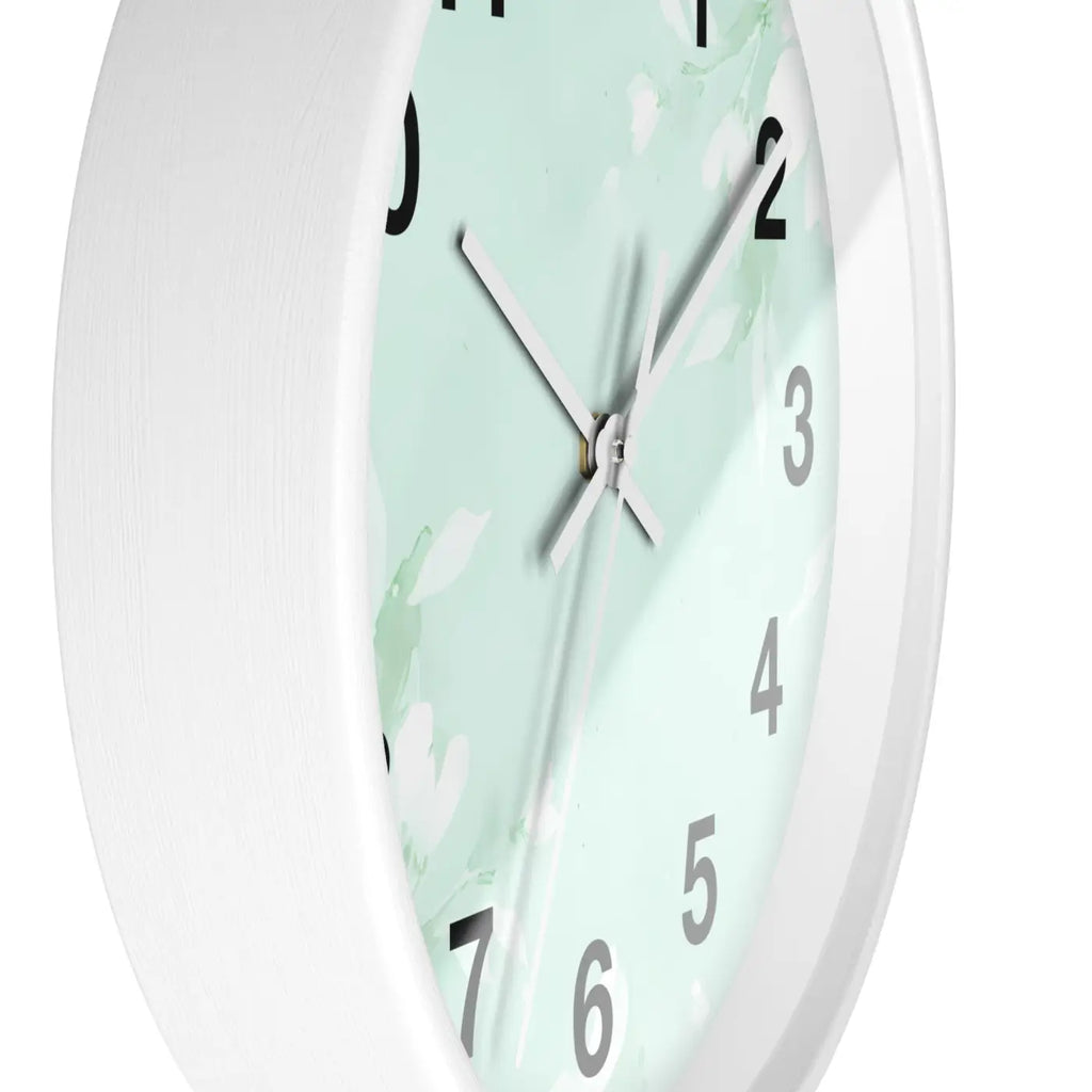 Mint Floral Wall Clock - Botanical Design Decor - DipaliZ