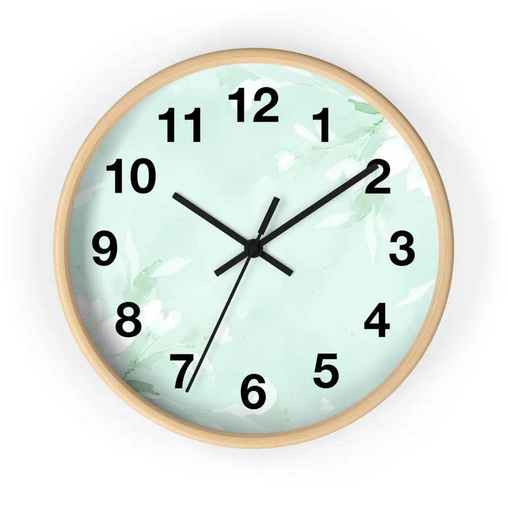 Mint Floral Wall Clock - Botanical Design Decor - DipaliZ