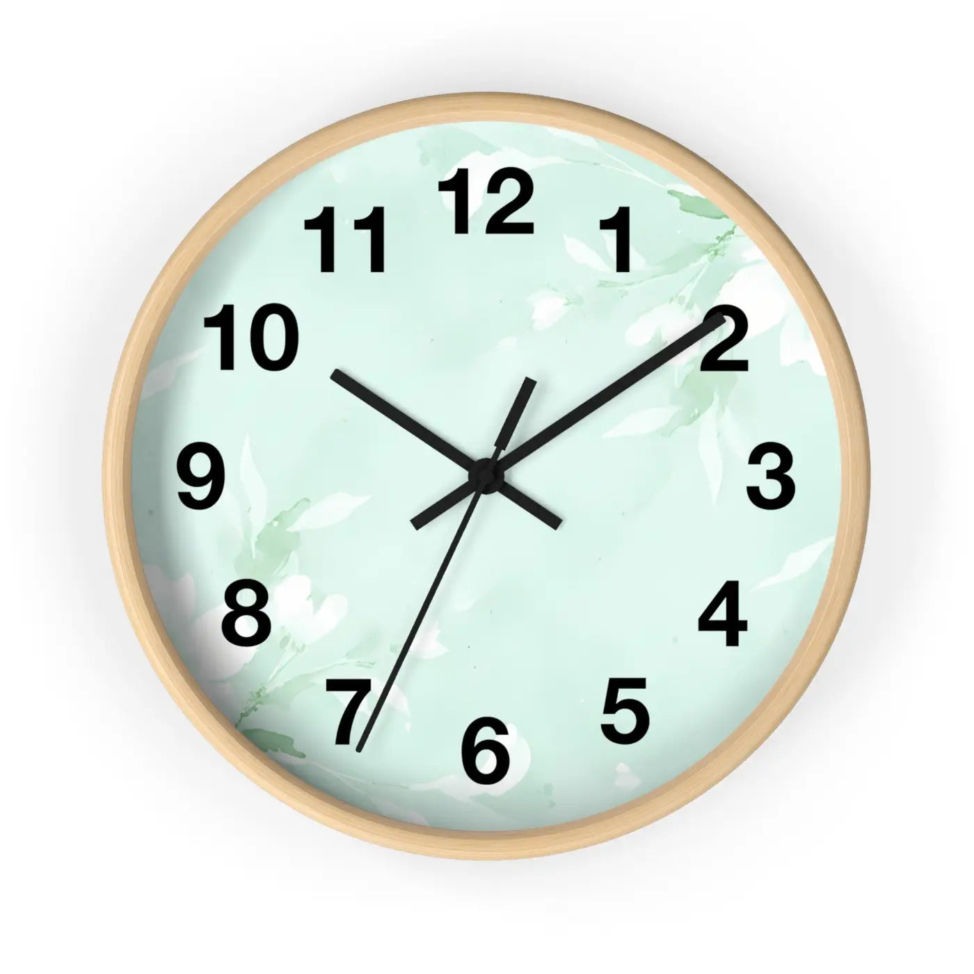 Mint Floral Wall Clock - Botanical Design Decor - DipaliZ