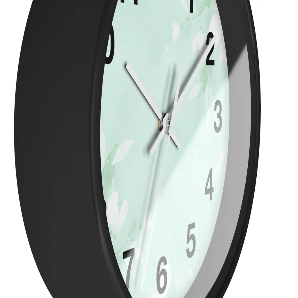 Mint Floral Wall Clock - Botanical Design Decor - DipaliZ