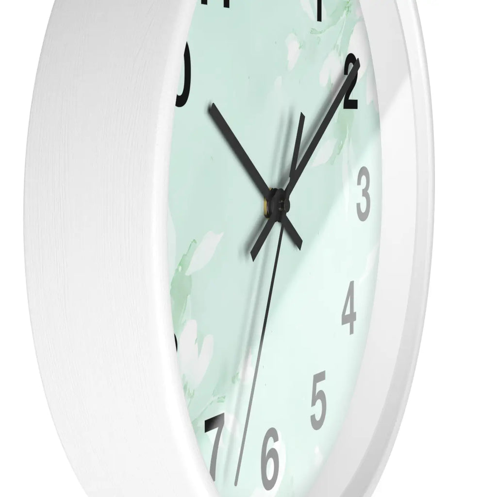Mint Floral Wall Clock - Botanical Design Decor - DipaliZ
