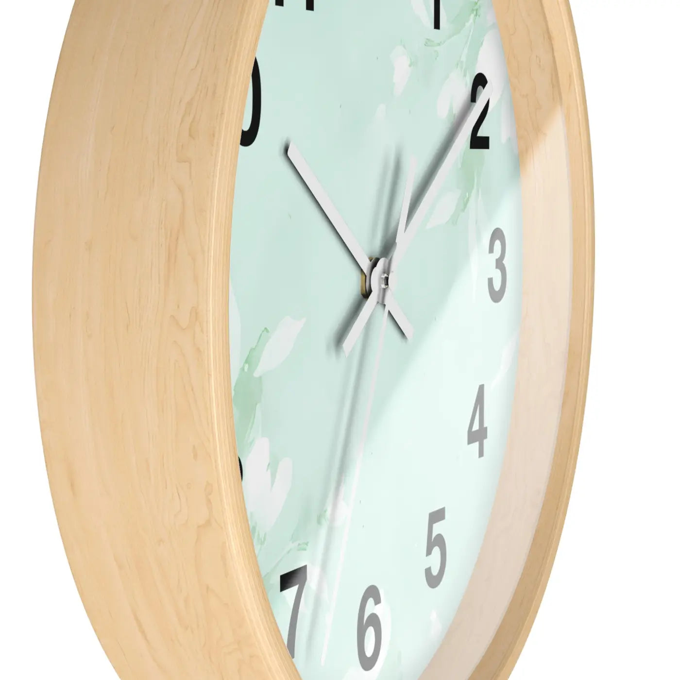 Mint Floral Wall Clock - Botanical Design Decor - DipaliZ