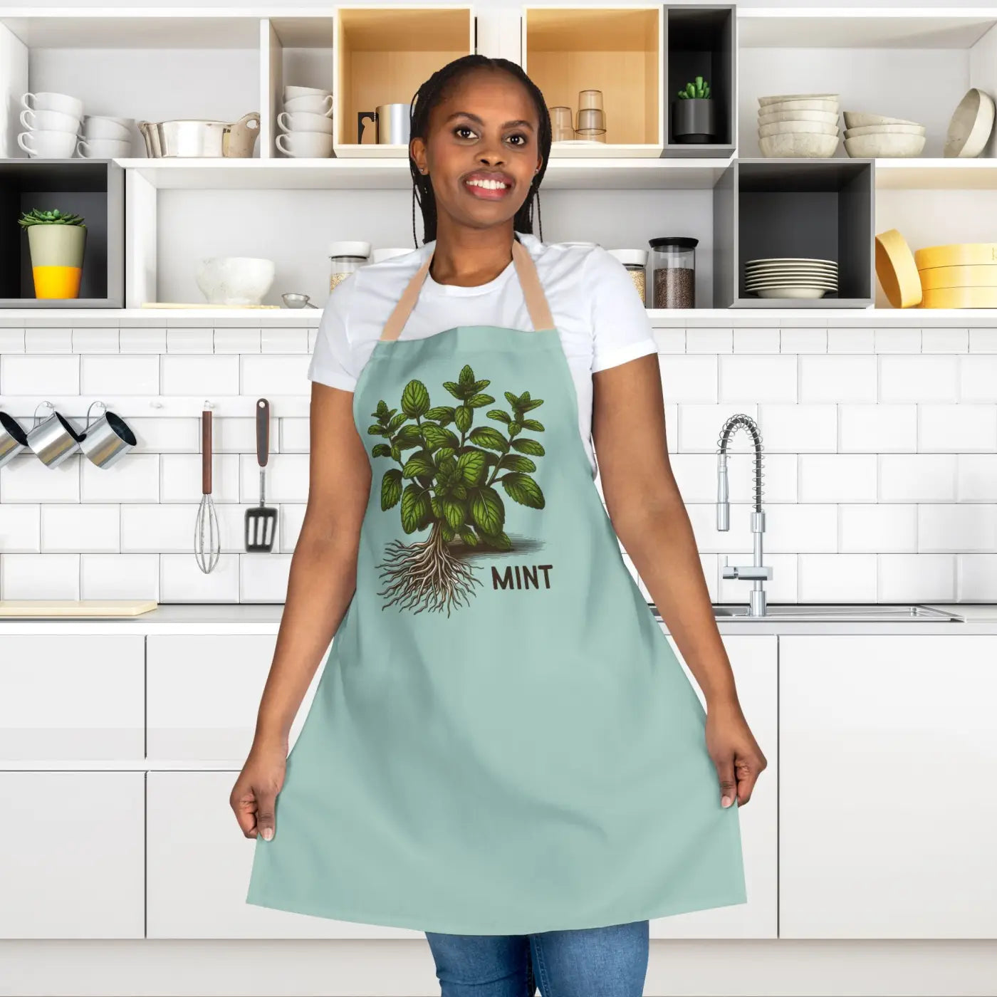 Mint Leaves Apron - Tie-Back Closure for Women - DipaliZ