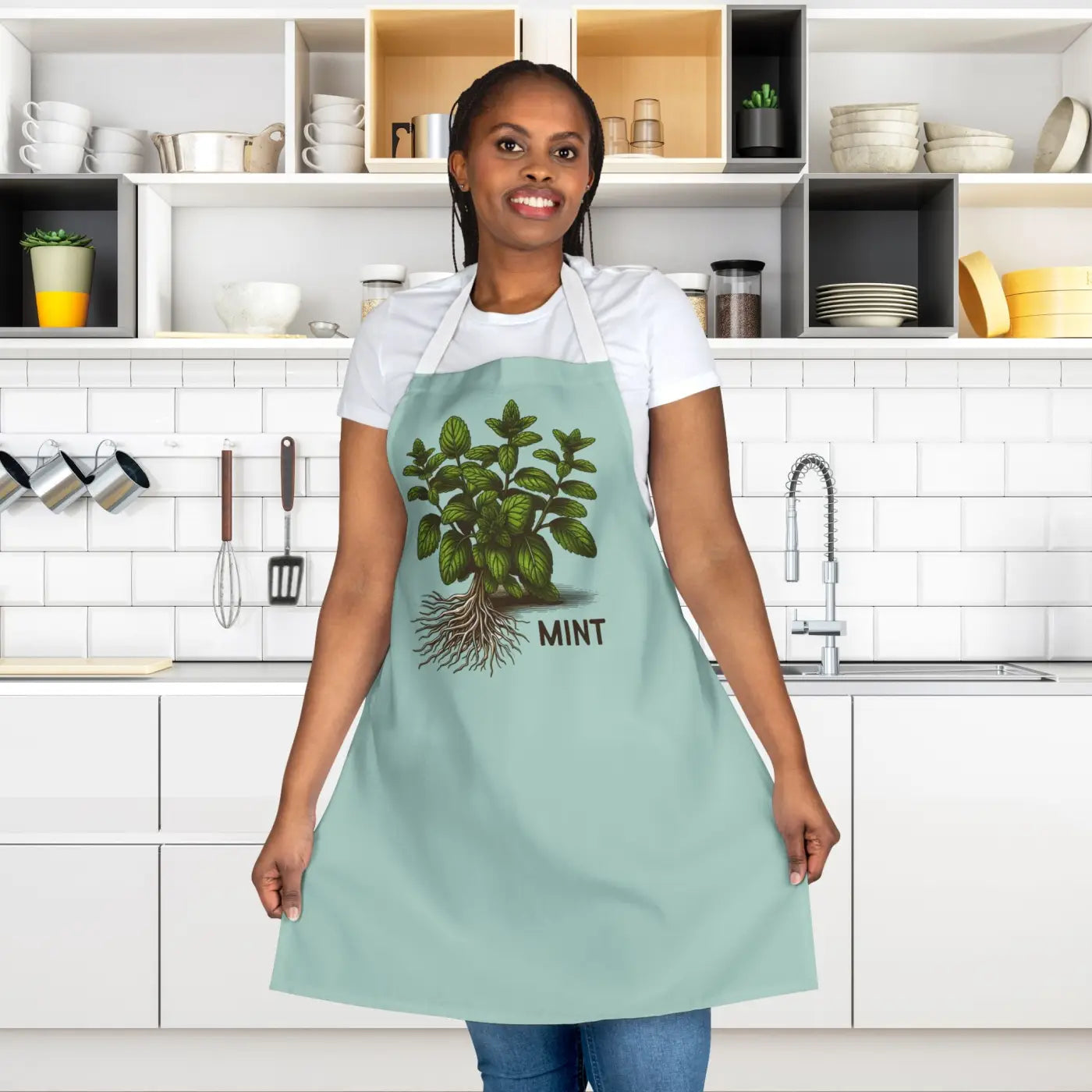 Mint Leaves Apron - Tie-Back Closure for Women - DipaliZ
