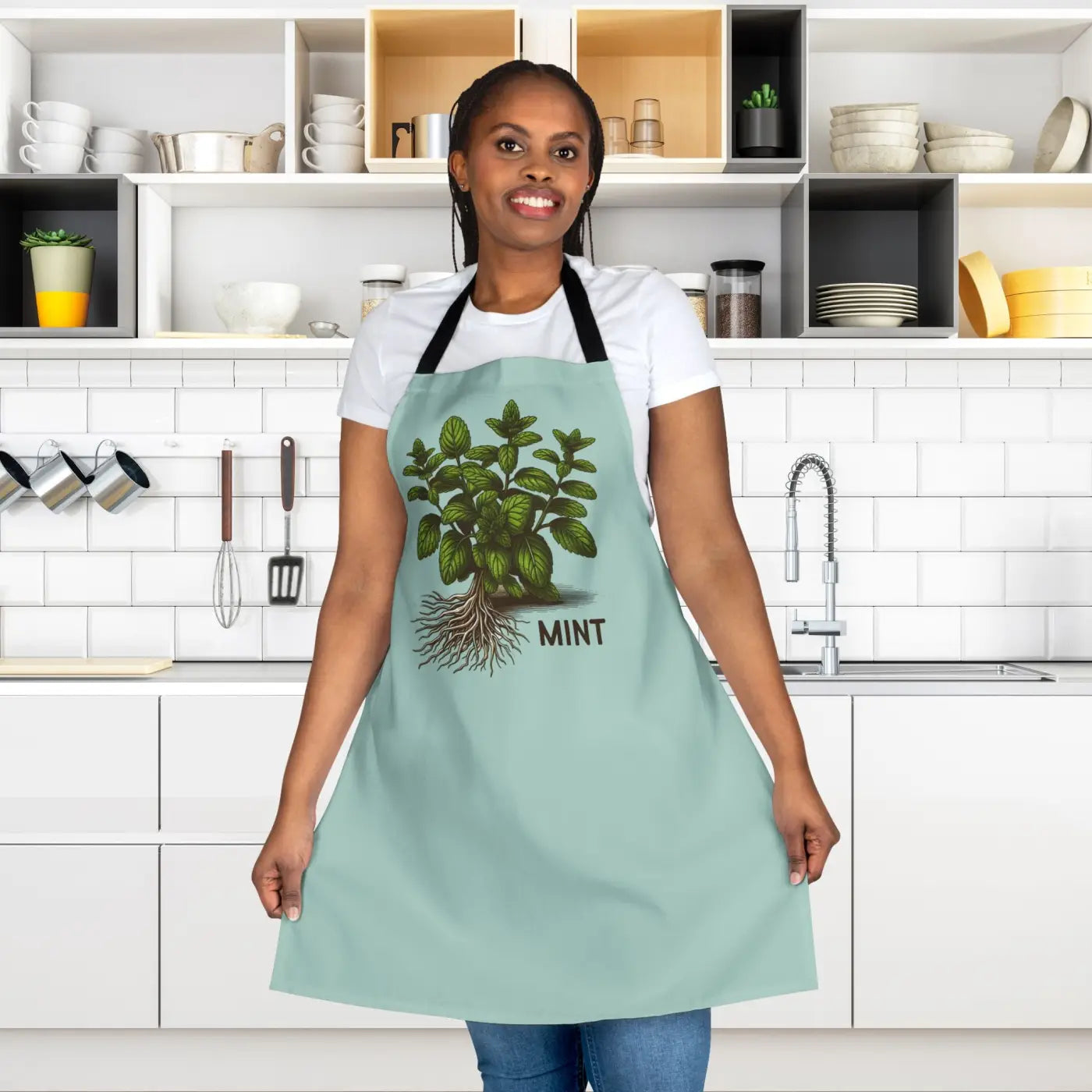 Mint Leaves Apron - Tie-Back Closure for Women - DipaliZ