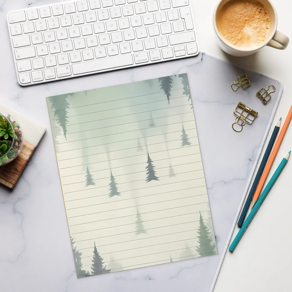 Forest Landscape Notepad - Misty Morning Tear-Away Pages - DipaliZ