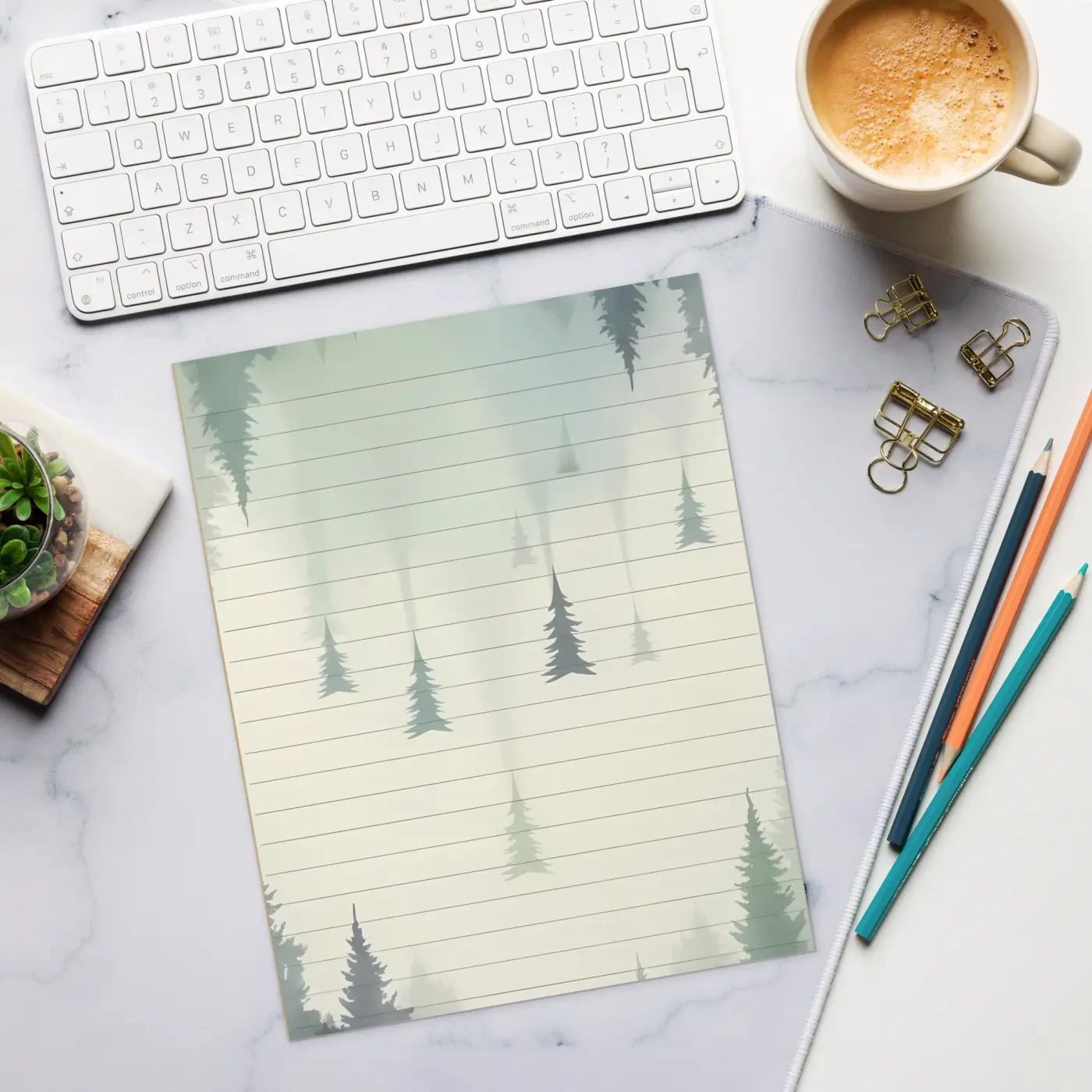 Forest Landscape Notepad - Misty Morning Tear-Away Pages - DipaliZ