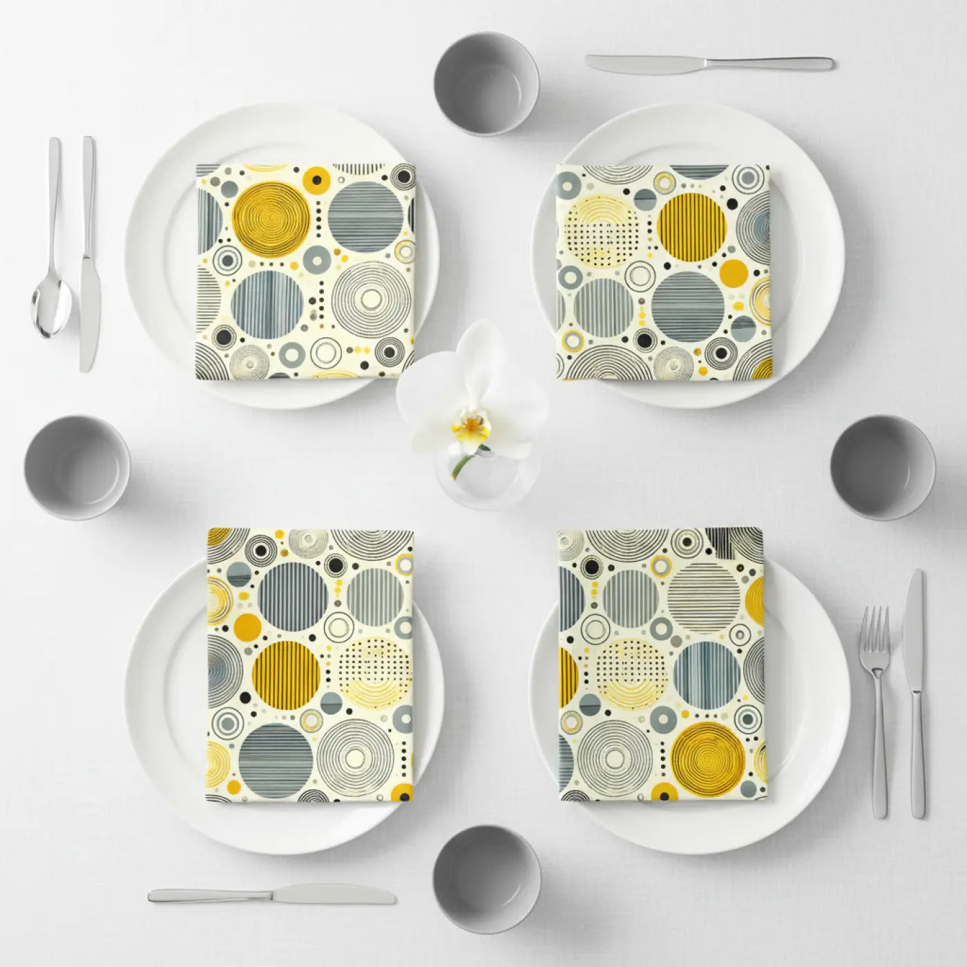 Modern Circle Design Napkins, Vibrant Table Decor, Perfect for Parties, Birthdays, Dining, Wedding Events