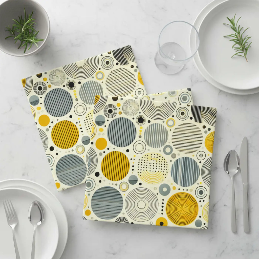 Modern Circle Design Napkins, Vibrant Table Decor, Perfect for Parties, Birthdays, Dining, Wedding Events