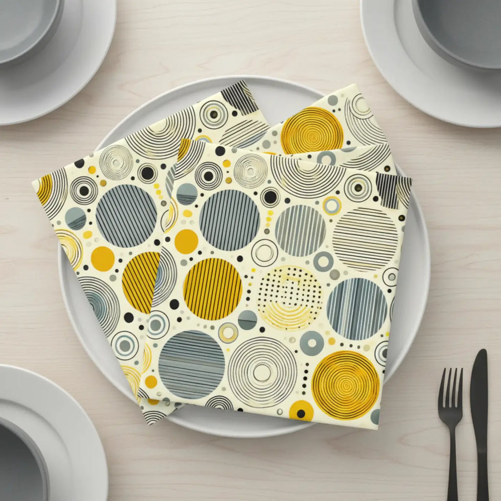 Modern Circle Design Napkins, Vibrant Table Decor, Perfect for Parties, Birthdays, Dining, Wedding Events