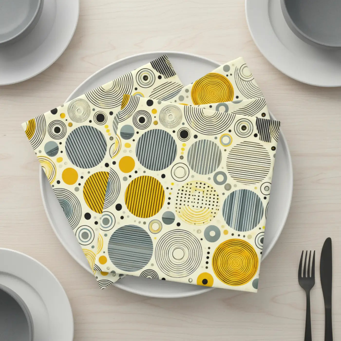 Modern Circle Design Napkins, Vibrant Table Decor, Perfect for Parties, Birthdays, Dining, Wedding Events